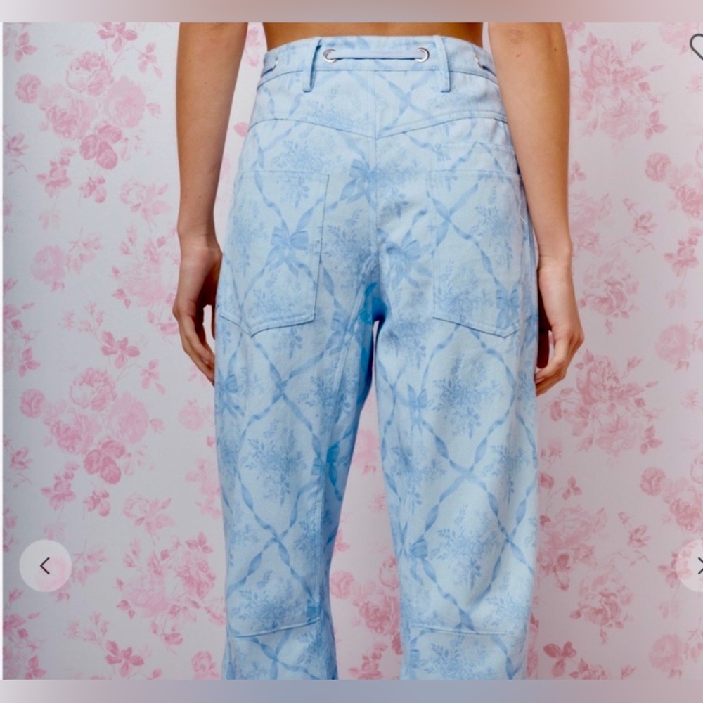 Women's Rareraw Blue Cropped Pants Bow Design - Picture 3 of 12